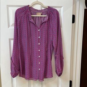 Chic Purple Patterned Blouse
